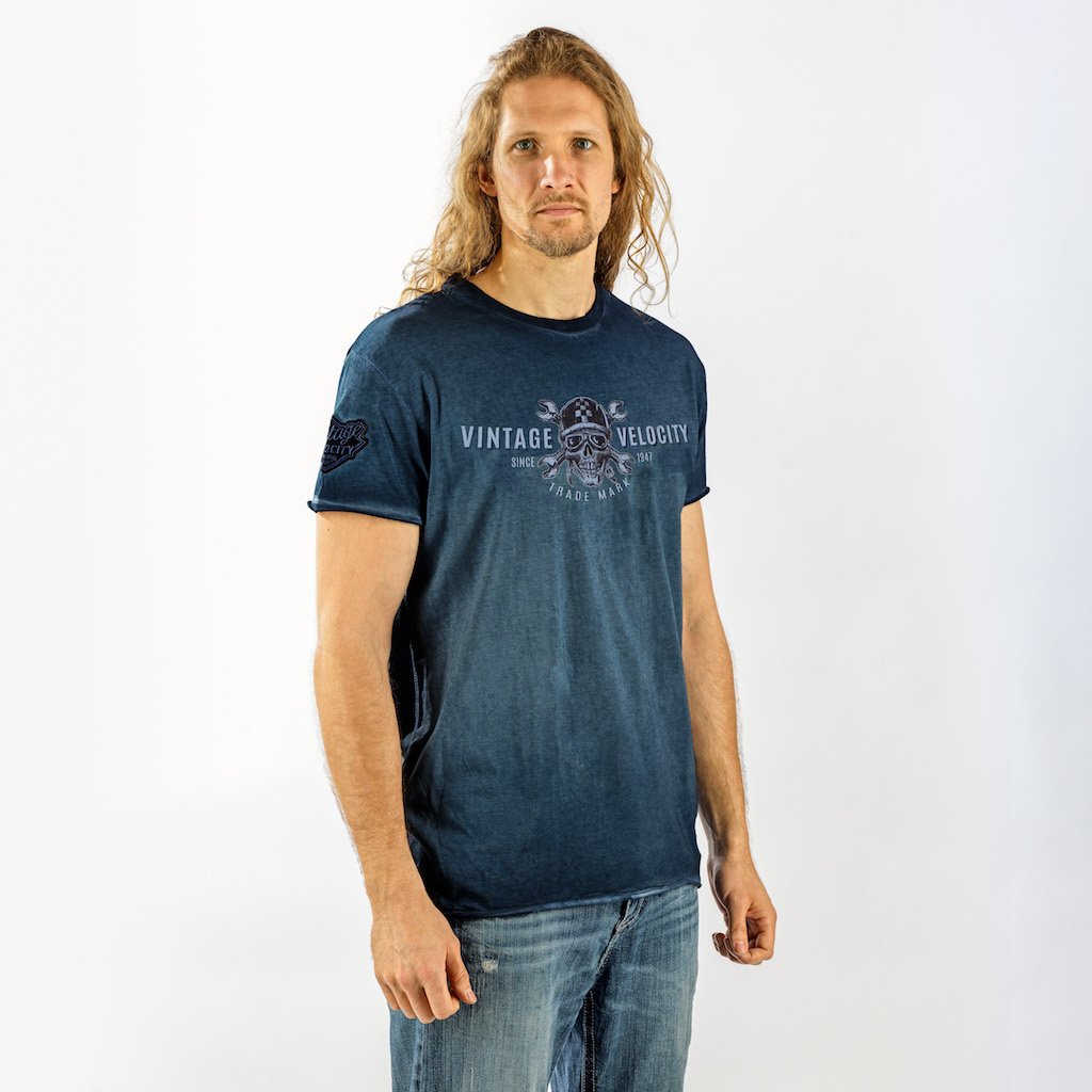 Vintage Velocity Speed Shop Blue Wash Tee