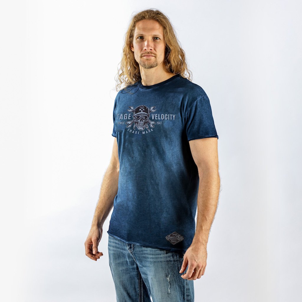 Vintage Velocity Speed Shop Blue Wash Tee
