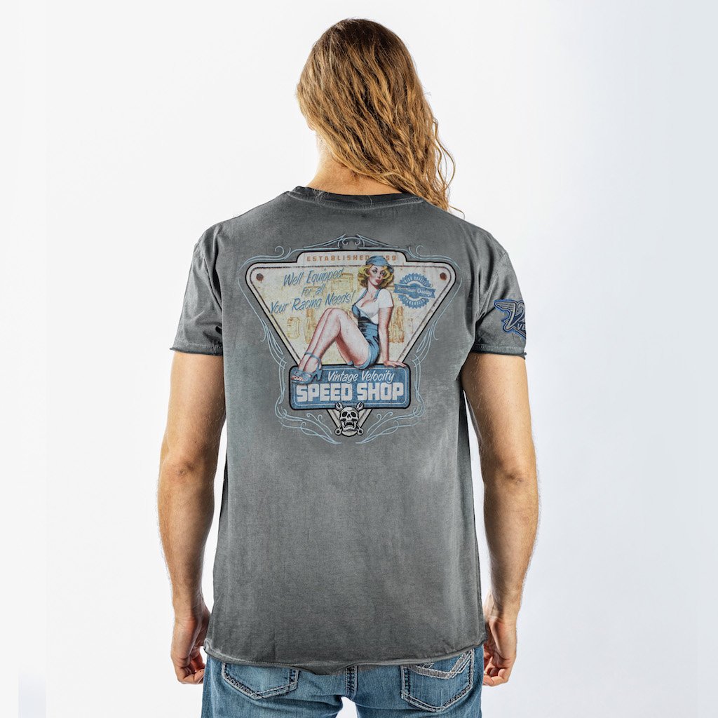 Vintage Velocity Speed Shop Pin Up Tee