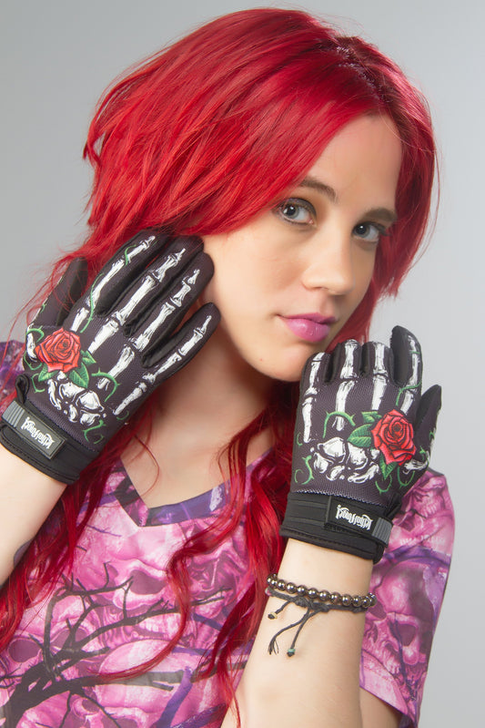 Red Rose Bones Gloves
