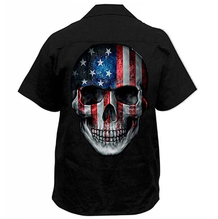 Star N Stripes Skull Printed Workshirt