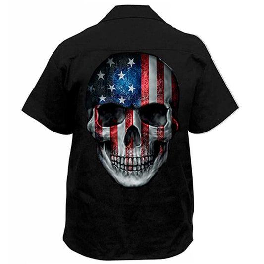 Star N Stripes Skull Printed Workshirt