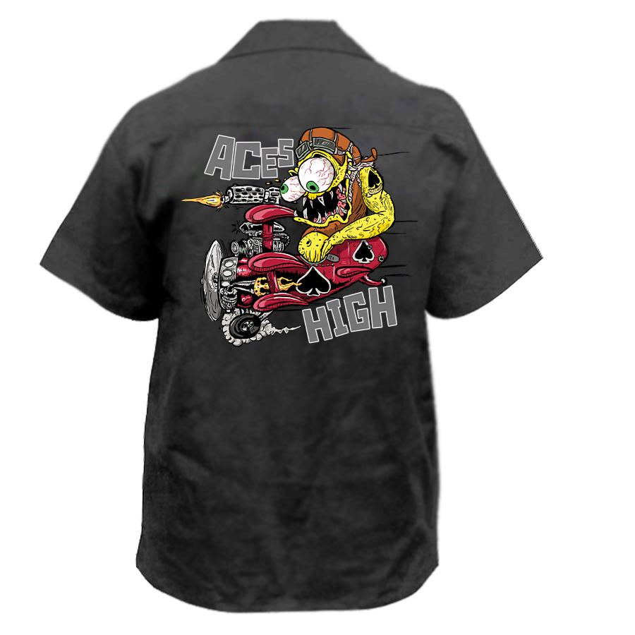 Aces High Monster Embroidered Work Shirt