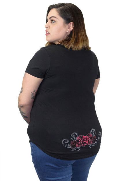 Red Catrina V Neck Tee