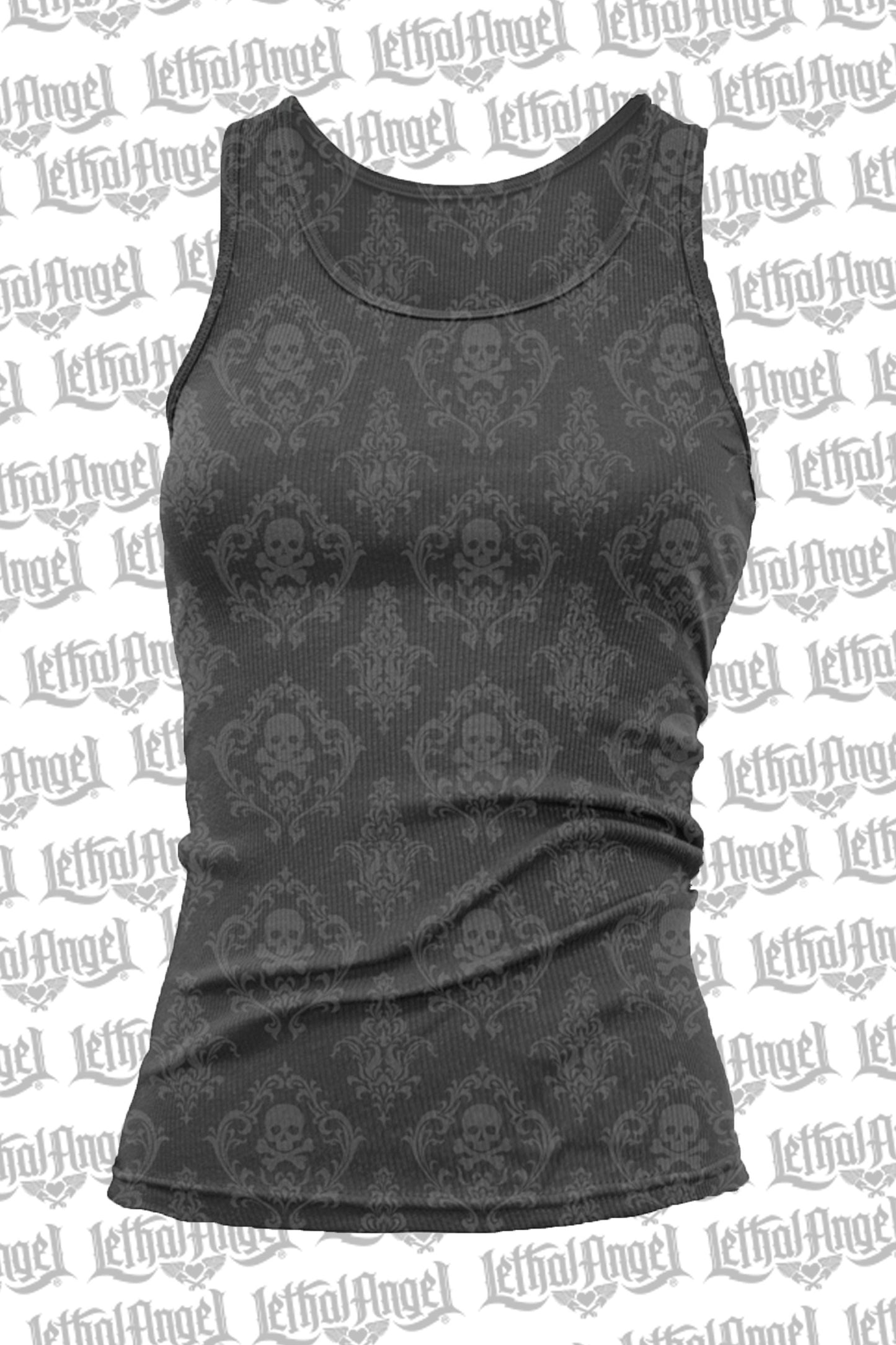 Classic Skull Burn Out Razor Back Tank Top