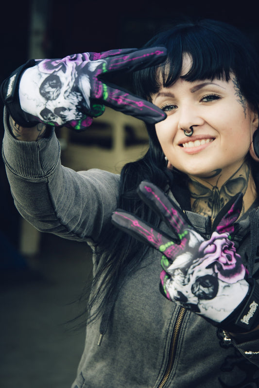 Floral Skull Women's Gloves