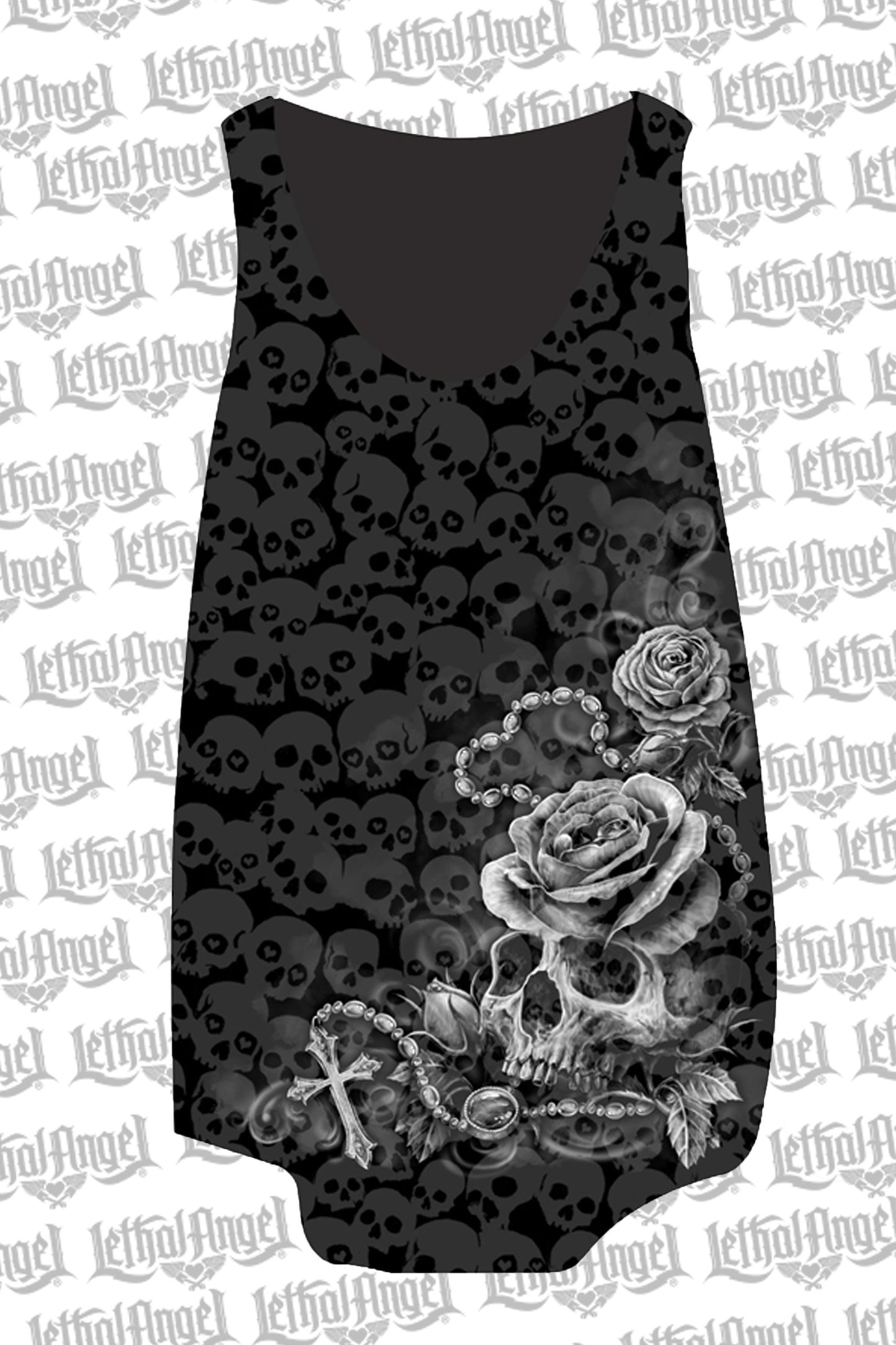 Rosary Skull Burn Out Tank Top