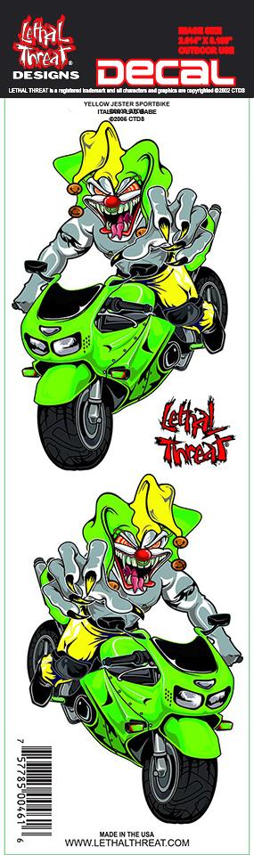 Green Sport Bike Jester Biker Decal
