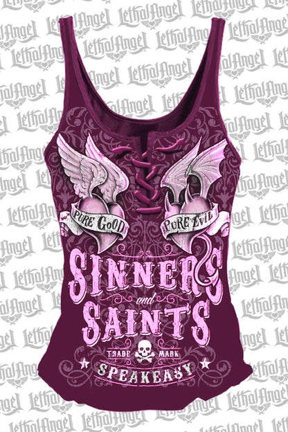 Sinners & Saints Lace Up Tank Top